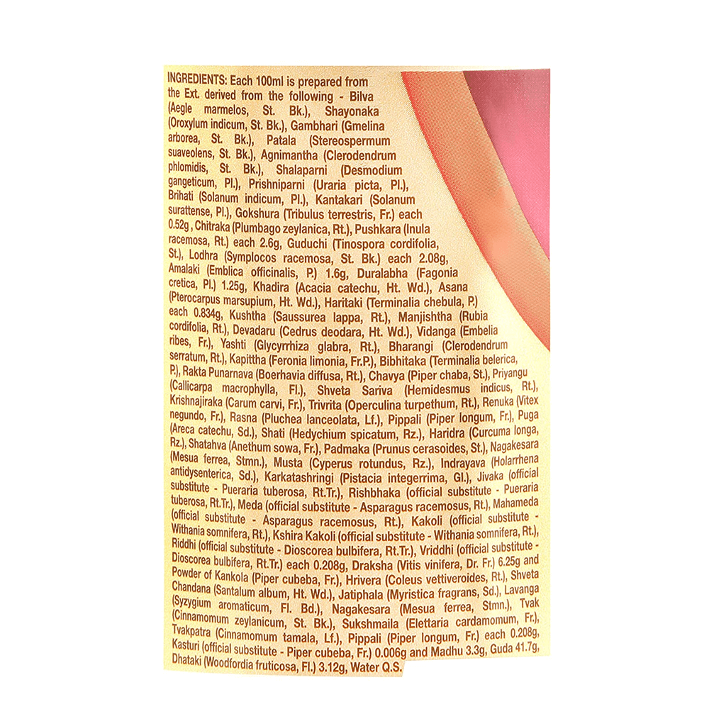 Dabur Dashmularishta Ingredients